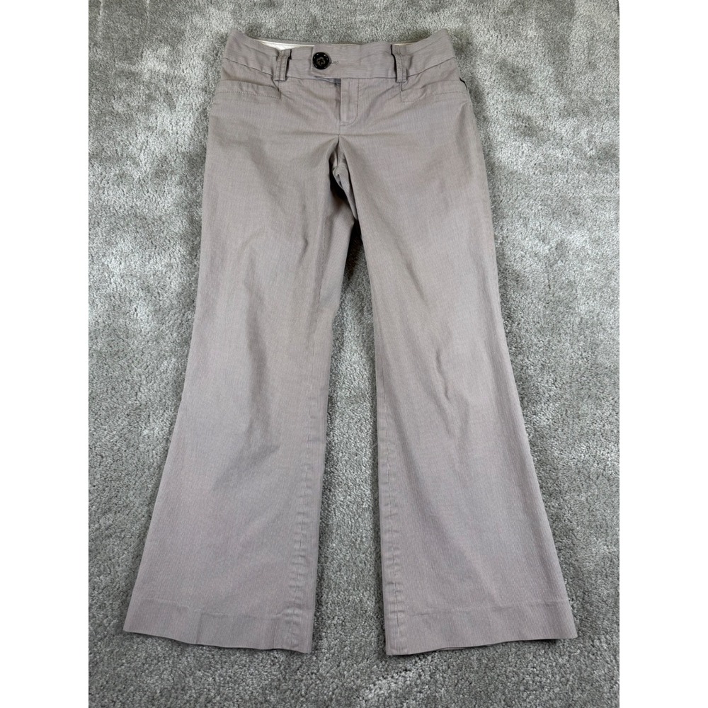 Banana Republic Martin Fit 323 Trousers Womens 0P Taupe Stripe Wide Leg Pants